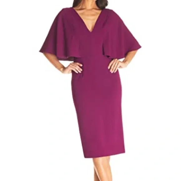 Dress the Population Louisa Midi Plunging Cocktail Dress - Picture 2 of 11